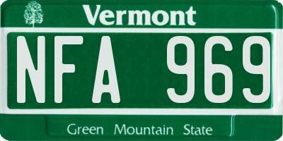 VT license plate NFA969