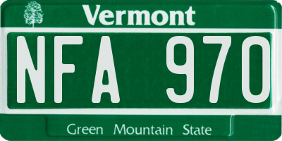 VT license plate NFA970