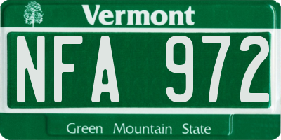 VT license plate NFA972