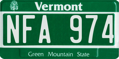 VT license plate NFA974