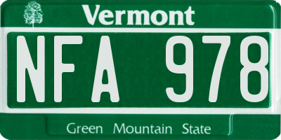 VT license plate NFA978