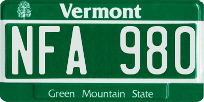 VT license plate NFA980