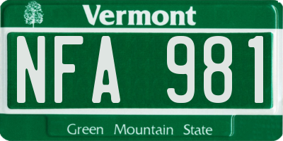 VT license plate NFA981