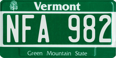 VT license plate NFA982