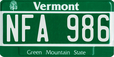 VT license plate NFA986