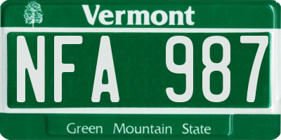 VT license plate NFA987