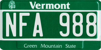 VT license plate NFA988