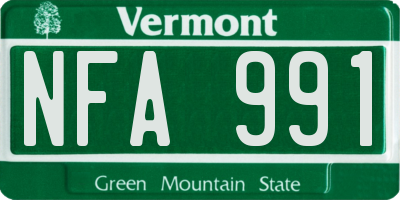 VT license plate NFA991