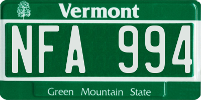 VT license plate NFA994