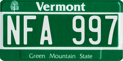 VT license plate NFA997