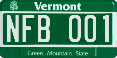 VT license plate NFB001