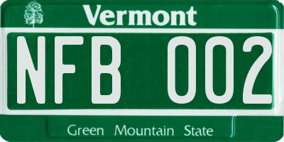 VT license plate NFB002