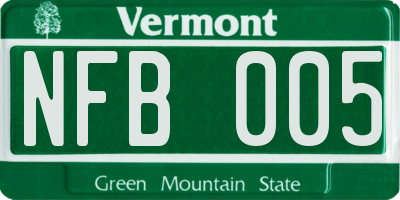 VT license plate NFB005