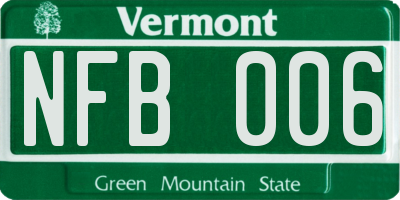 VT license plate NFB006