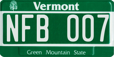 VT license plate NFB007