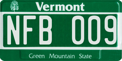 VT license plate NFB009