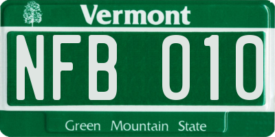 VT license plate NFB010