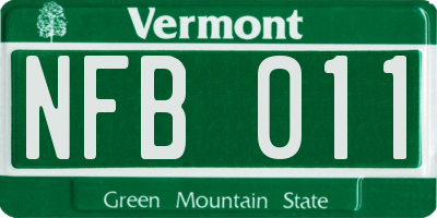 VT license plate NFB011