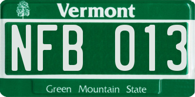 VT license plate NFB013