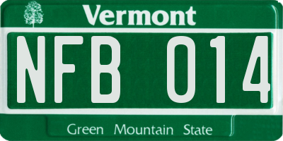 VT license plate NFB014