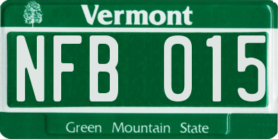 VT license plate NFB015
