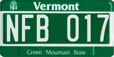 VT license plate NFB017