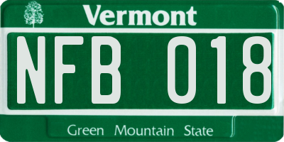VT license plate NFB018