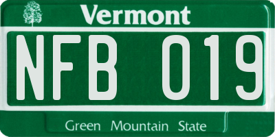 VT license plate NFB019