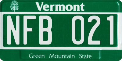 VT license plate NFB021