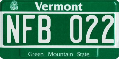 VT license plate NFB022
