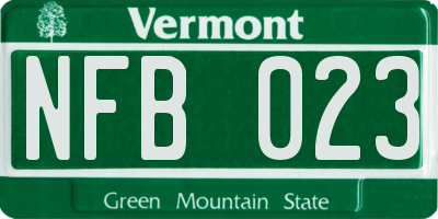 VT license plate NFB023