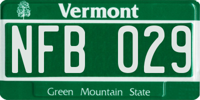 VT license plate NFB029