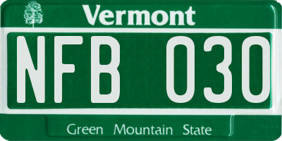 VT license plate NFB030