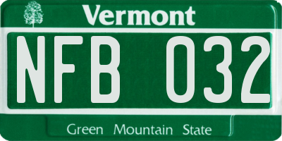 VT license plate NFB032