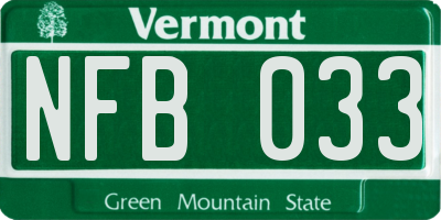 VT license plate NFB033