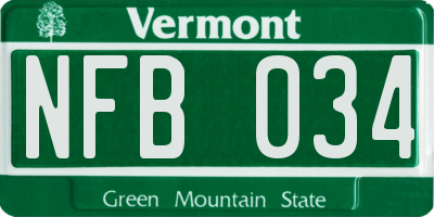 VT license plate NFB034