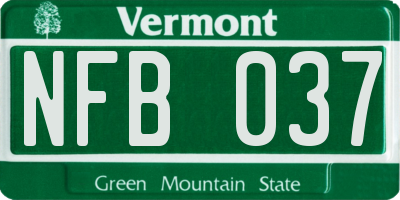 VT license plate NFB037
