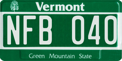 VT license plate NFB040