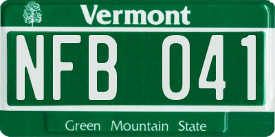 VT license plate NFB041