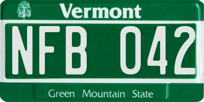 VT license plate NFB042