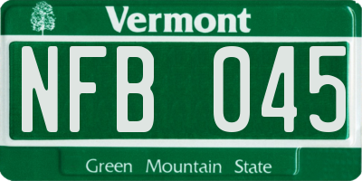 VT license plate NFB045