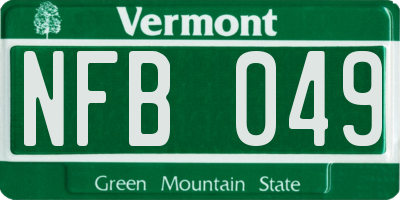 VT license plate NFB049