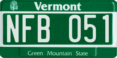 VT license plate NFB051