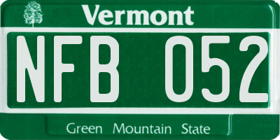 VT license plate NFB052