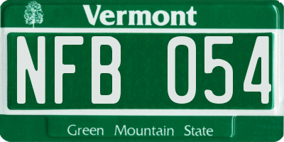VT license plate NFB054