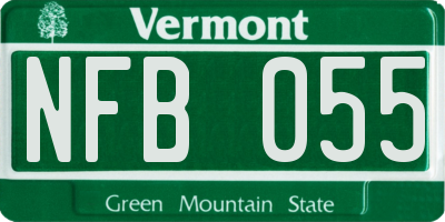 VT license plate NFB055