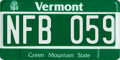 VT license plate NFB059