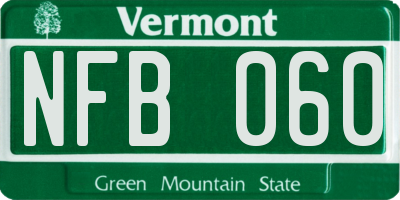VT license plate NFB060