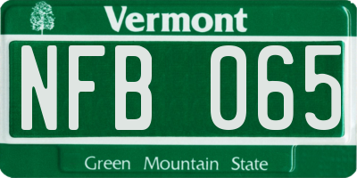 VT license plate NFB065