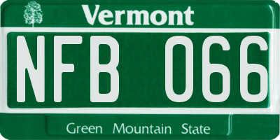 VT license plate NFB066